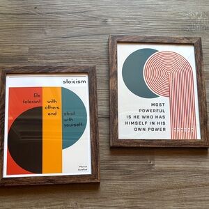 Stoicism Motivational Art Prints - Orange, Blue, Brown